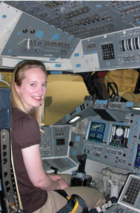 Heather Arnold in a cockpit